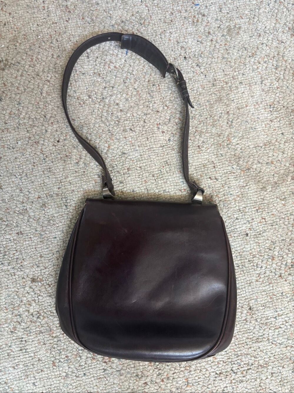 Jho E. Edwards Brown Leather Shoulder Bag Vintage Style Adjustable Strap